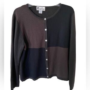 - Mieka color block cardigan size XL, brown/black, cashmere/silk blend fal…